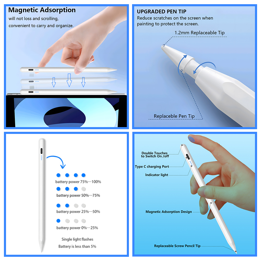 Lápiz Táctil para iPad 2025, C - Tablet Accessories For Kids reseña y precio