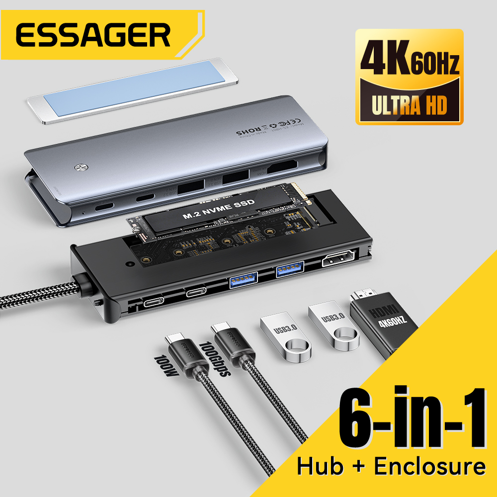 Essager USB C Hub con carcasa  - Hdmi Adapter Tablet reseña y precio